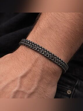 Stainless steel biker’s braided men’s bracelet